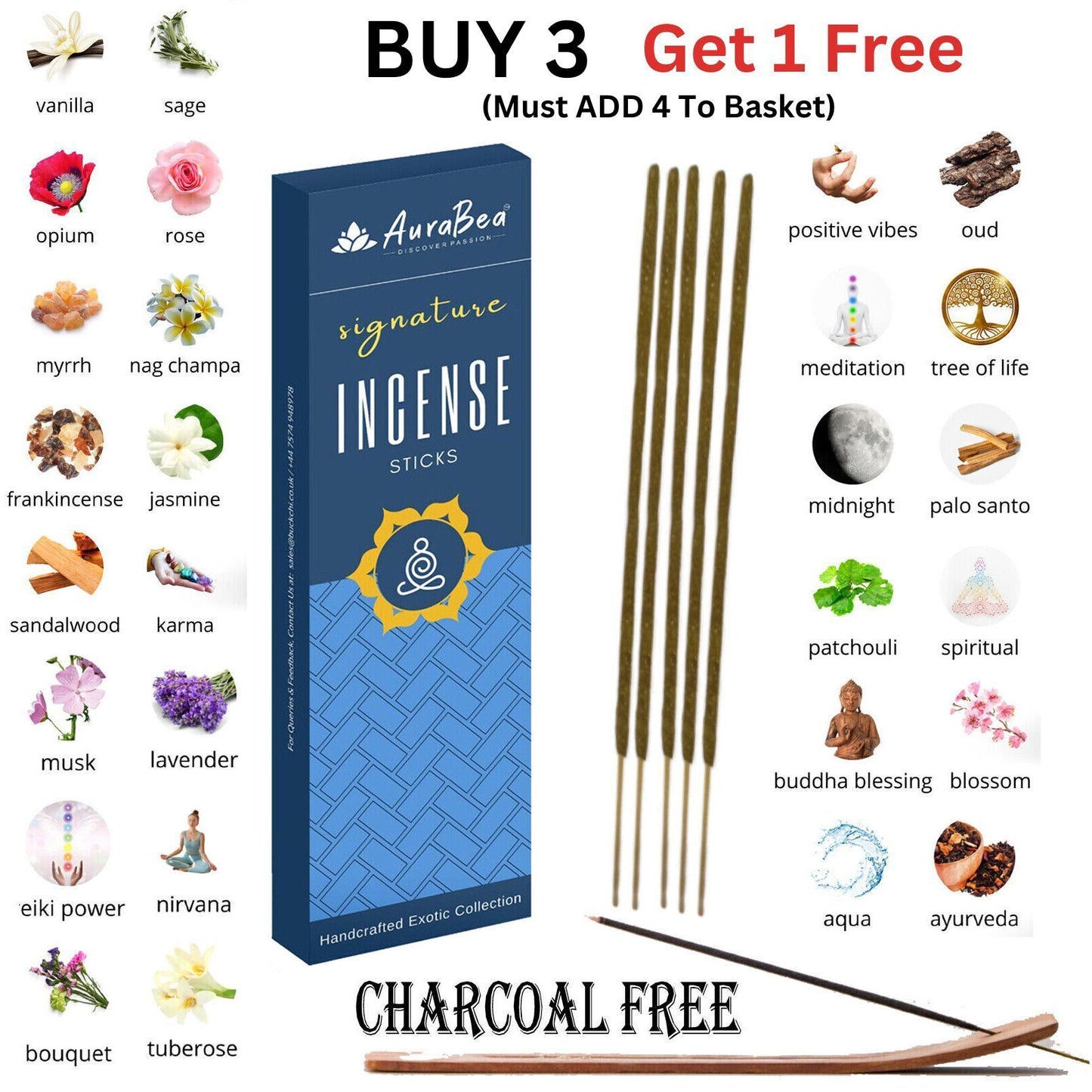 ️ Aurabea Incense Nag Champa Insence Sticks Joss Mix & Match Scents made in UK