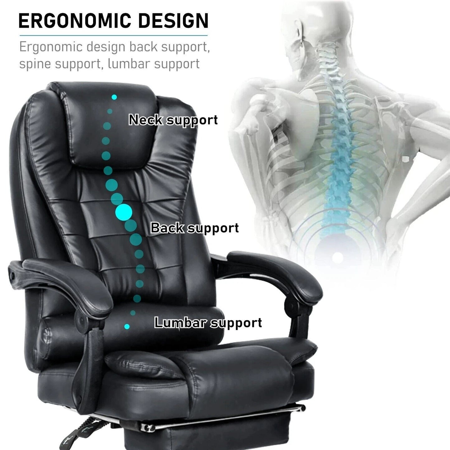 Massage Office Chair Swivel Recliner Computer Desk Gaming Chair