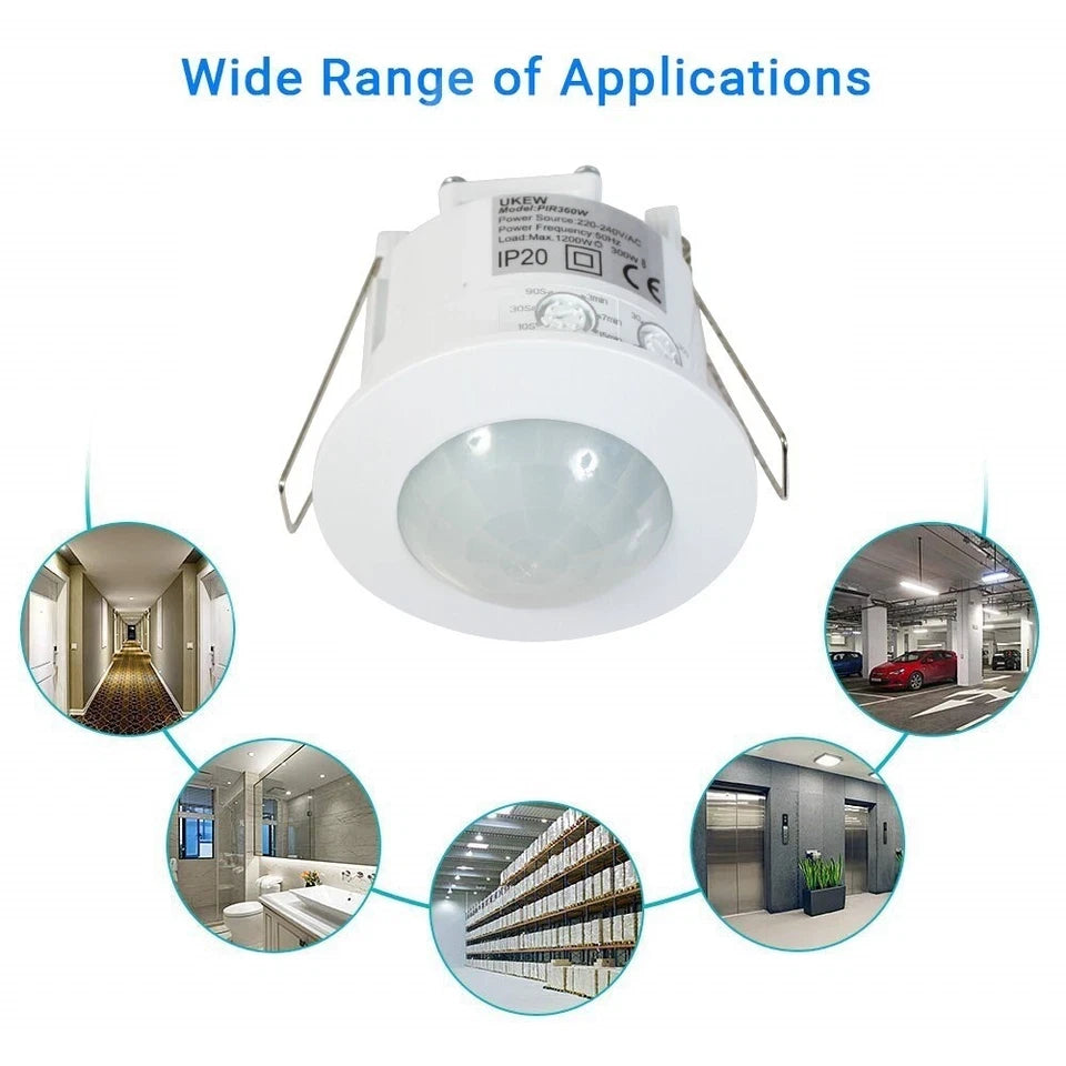 360 Degree Recessed PIR Ceiling Occupancy Motion Sensor Detector Light Switch