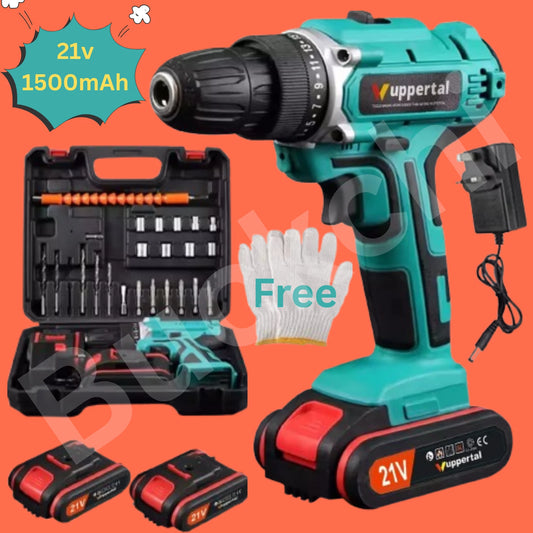 2 Battery Cordless Drill 21V Electric Screwdriver Set Combi Driver High Power UK