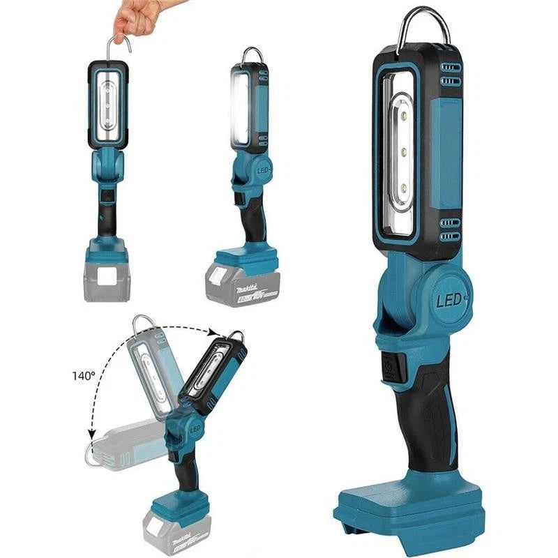 140° Rotating Handheld Torch Cordless LED Work Light for Dewalt 18V 20V Battery
