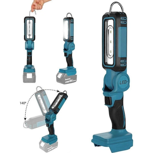 140° Rotating Handheld Torch Cordless LED Work Light for Dewalt 18V 20V Battery