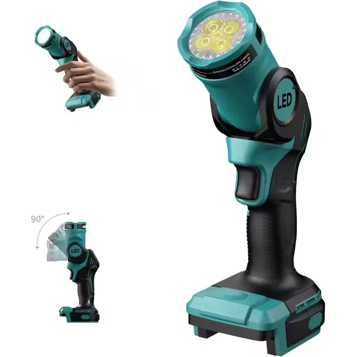 140° Rotating Handheld Torch Cordless LED Work Light for Dewalt 18V 20V Battery