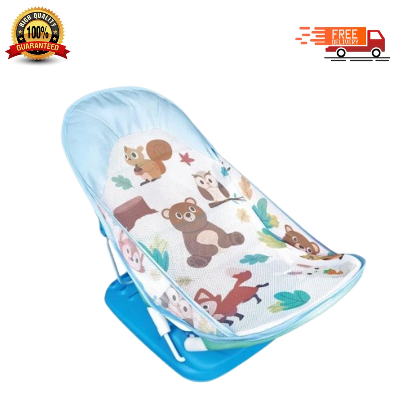 Baby Infant Bath Seat & Support Foldable Chair 3 Positions Bather Cradle Blue UK