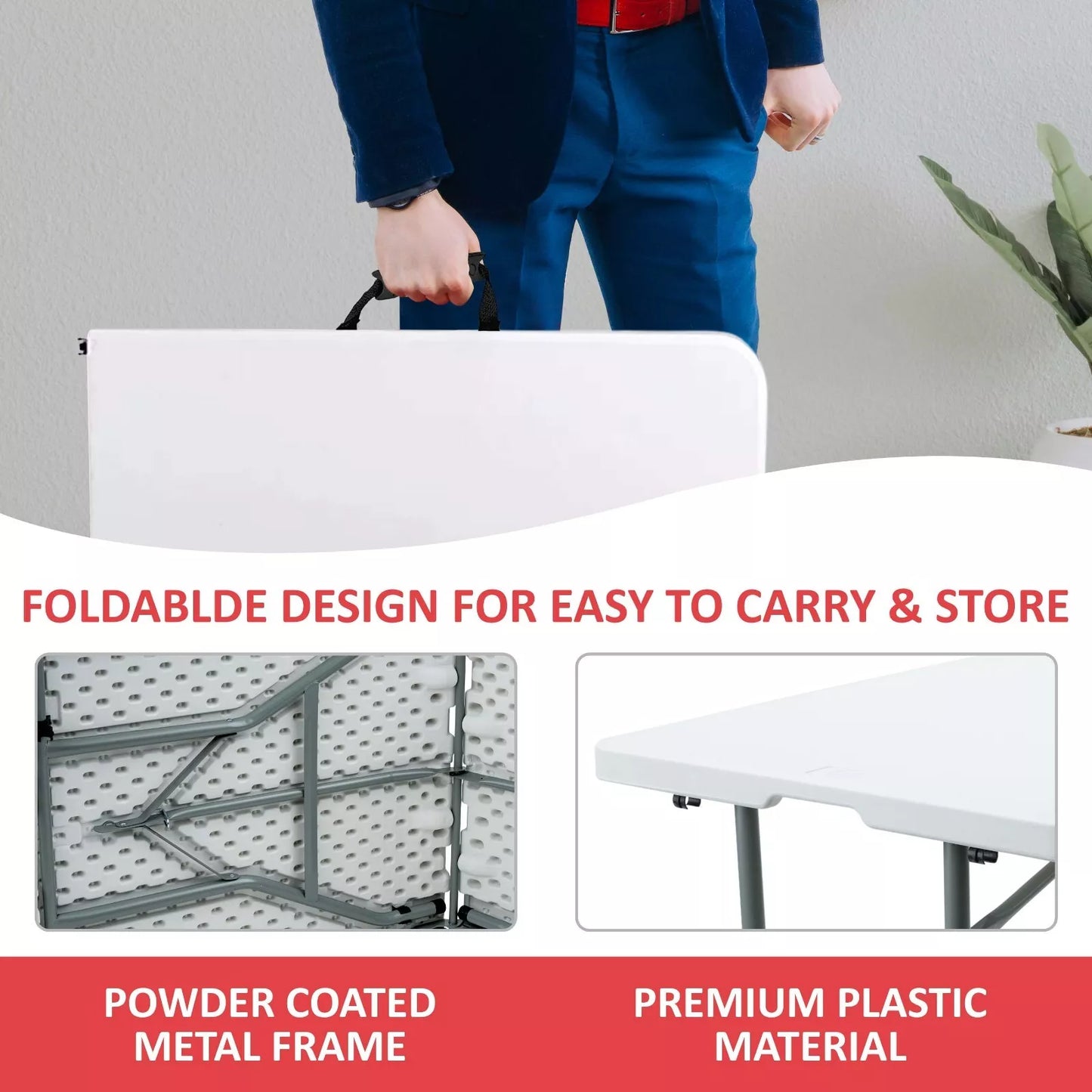 Catering Camping Heavy Duty Folding Trestle Table Picnic BBQ Party 4ft & 6ft