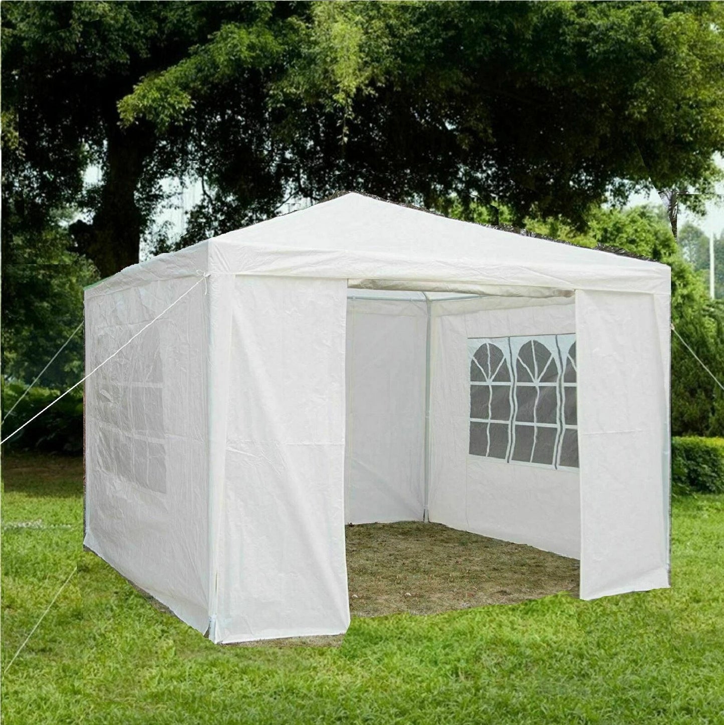 Gazebo With Sides Garden Marquee PE Awning Beach Party Camping Tent Canopy 3x3m