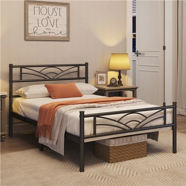 3ft Single Bed Frame Mattress Foundation Metal Iron Bed with Under-bed Storage