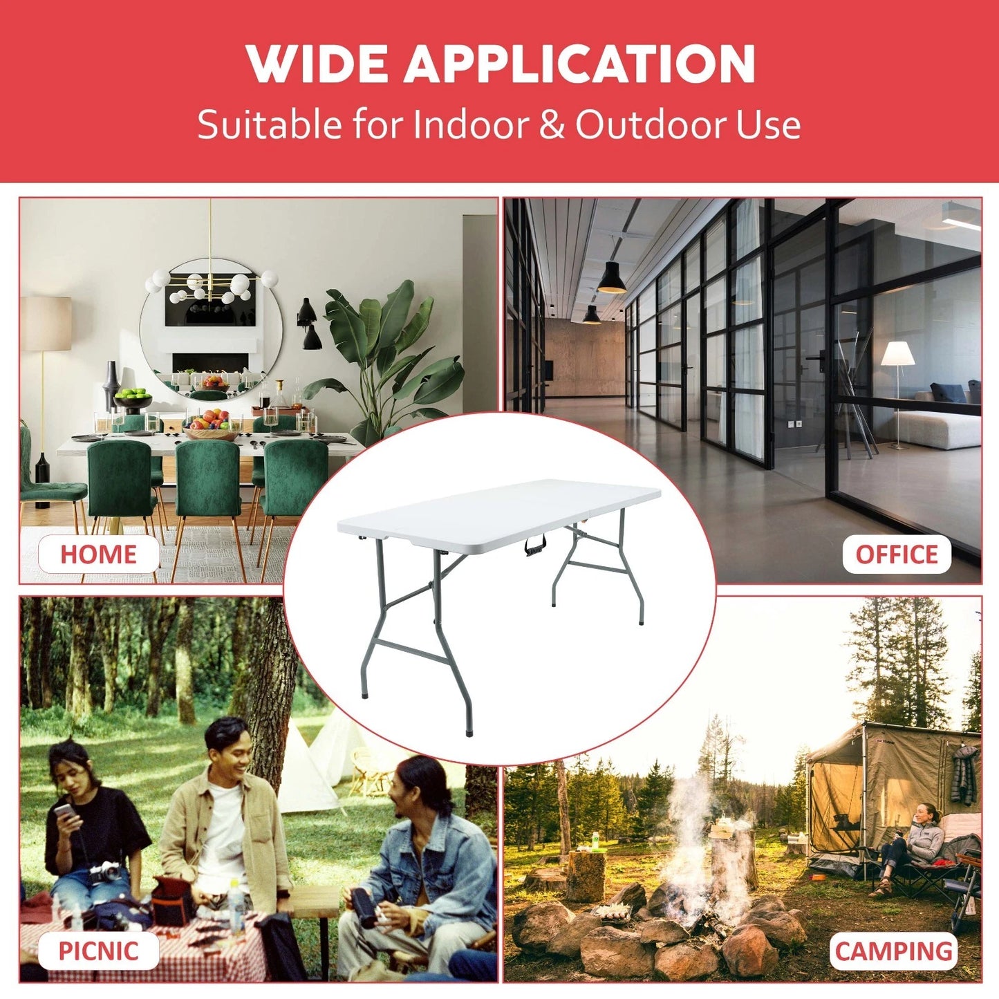 Catering Camping Heavy Duty Folding Trestle Table Picnic BBQ Party 4ft & 6ft