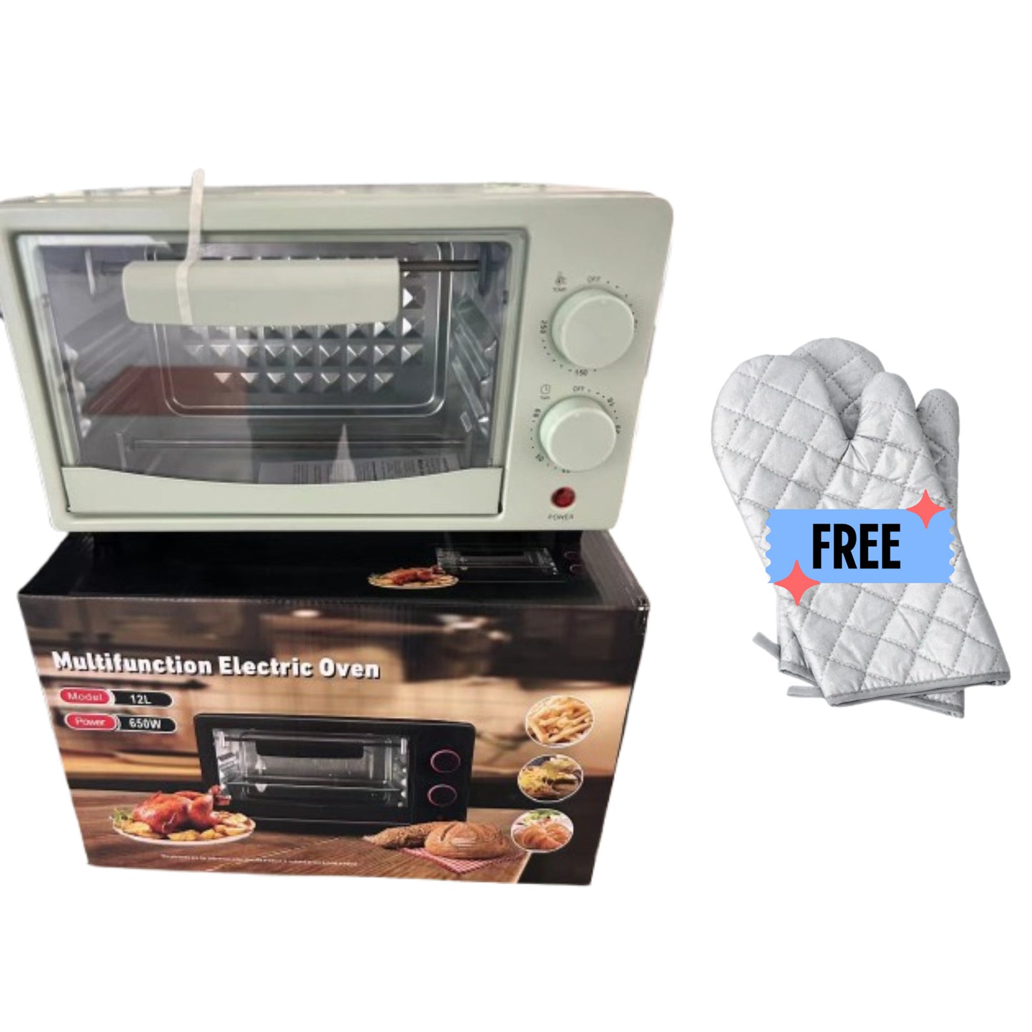 Mini Oven 12L Countertop Electric Toaster Oven with Adjustable Temp Timer