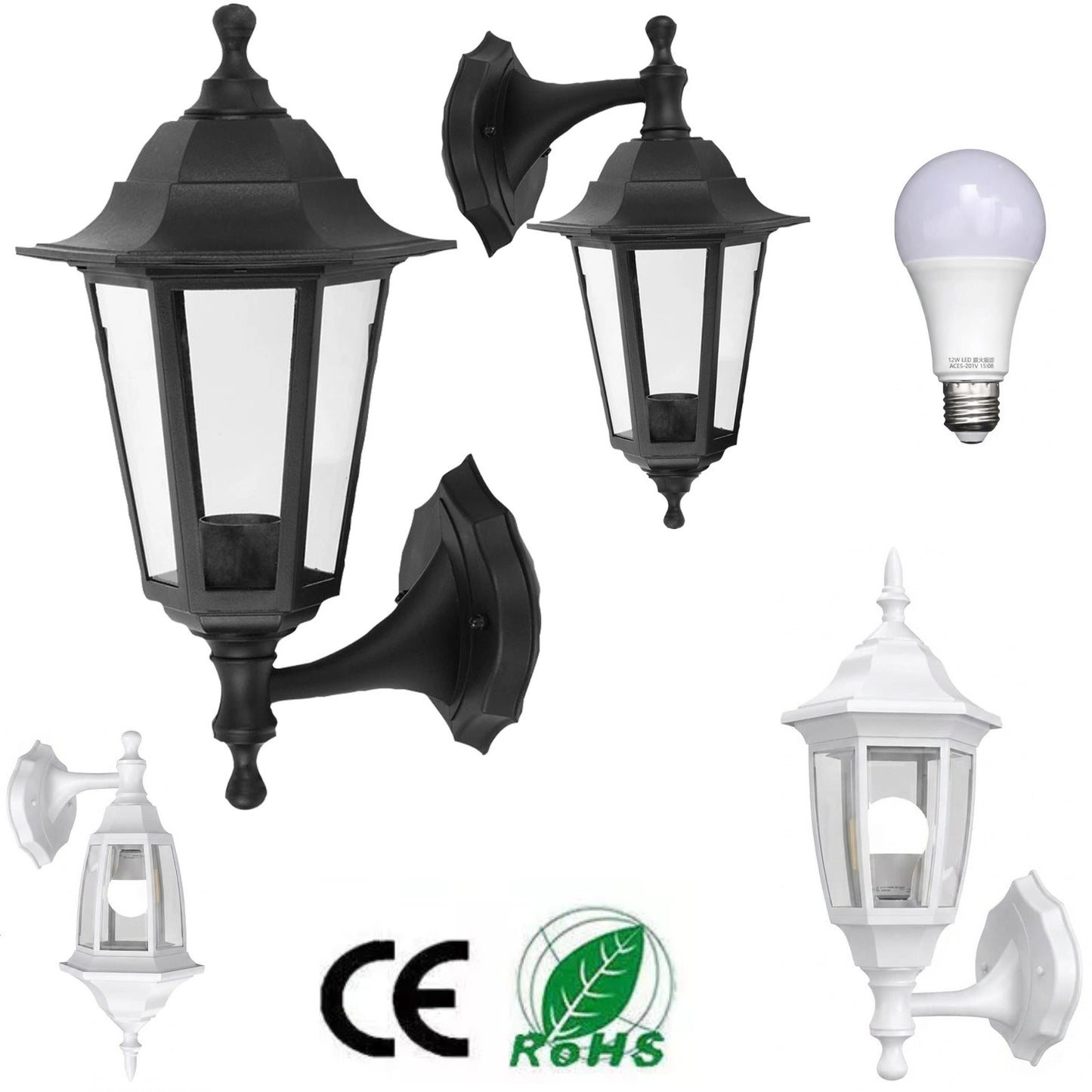 Wall-Mounted Outdoor Indoor Lantern Style Lamp Garden Home Lights with FREE BULB