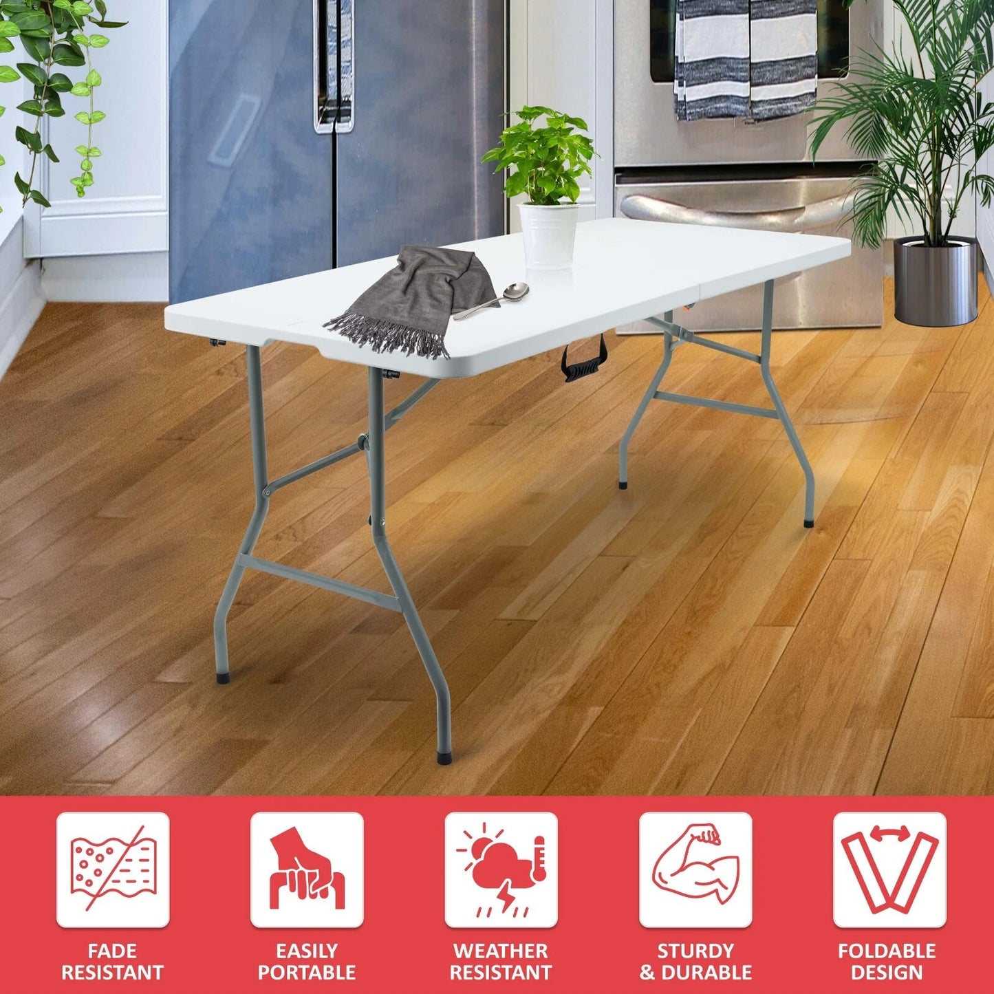 Catering Camping Heavy Duty Folding Trestle Table Picnic BBQ Party 4ft & 6ft