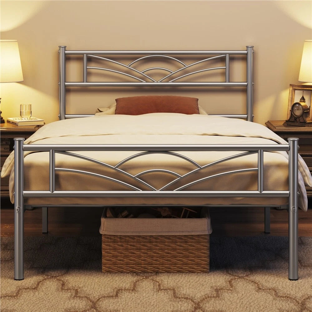 3ft Single Bed Frame Mattress Foundation Metal Iron Bed with Under-bed Storage