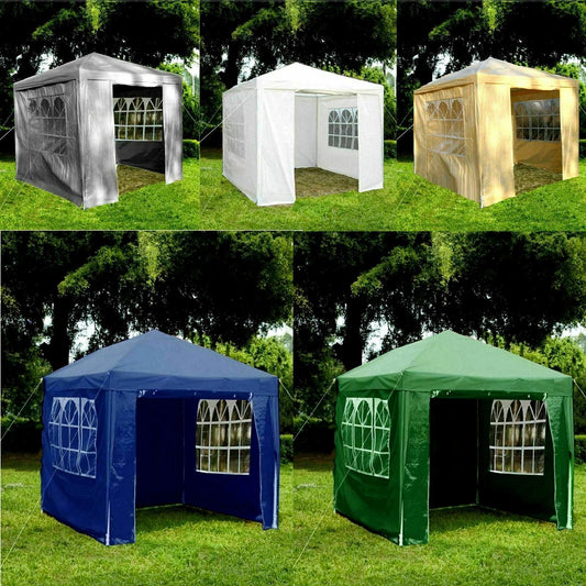 Gazebo With Sides Garden Marquee PE Awning Beach Party Camping Tent Canopy 3x3m