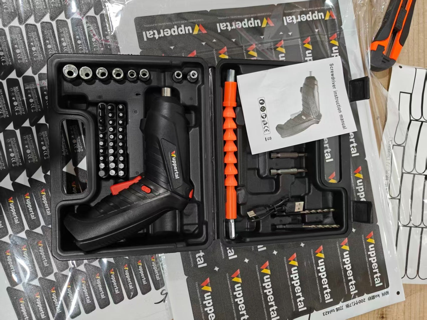 47PCS Electric Screwdriver Rechargeable Kit Cordless Drill Drill Driver Bits Set