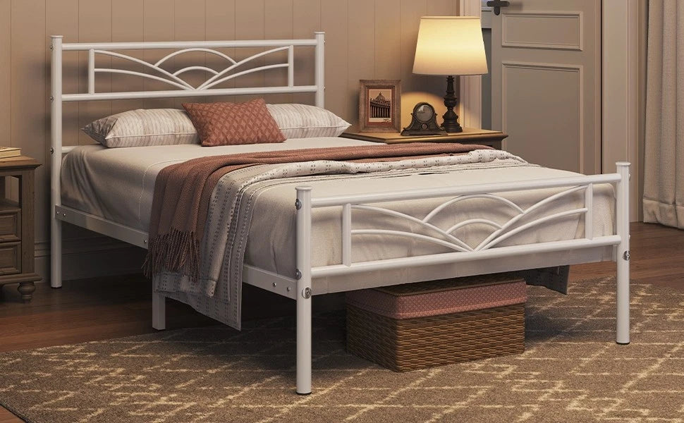 3ft Single Bed Frame Mattress Foundation Metal Iron Bed with Under-bed Storage