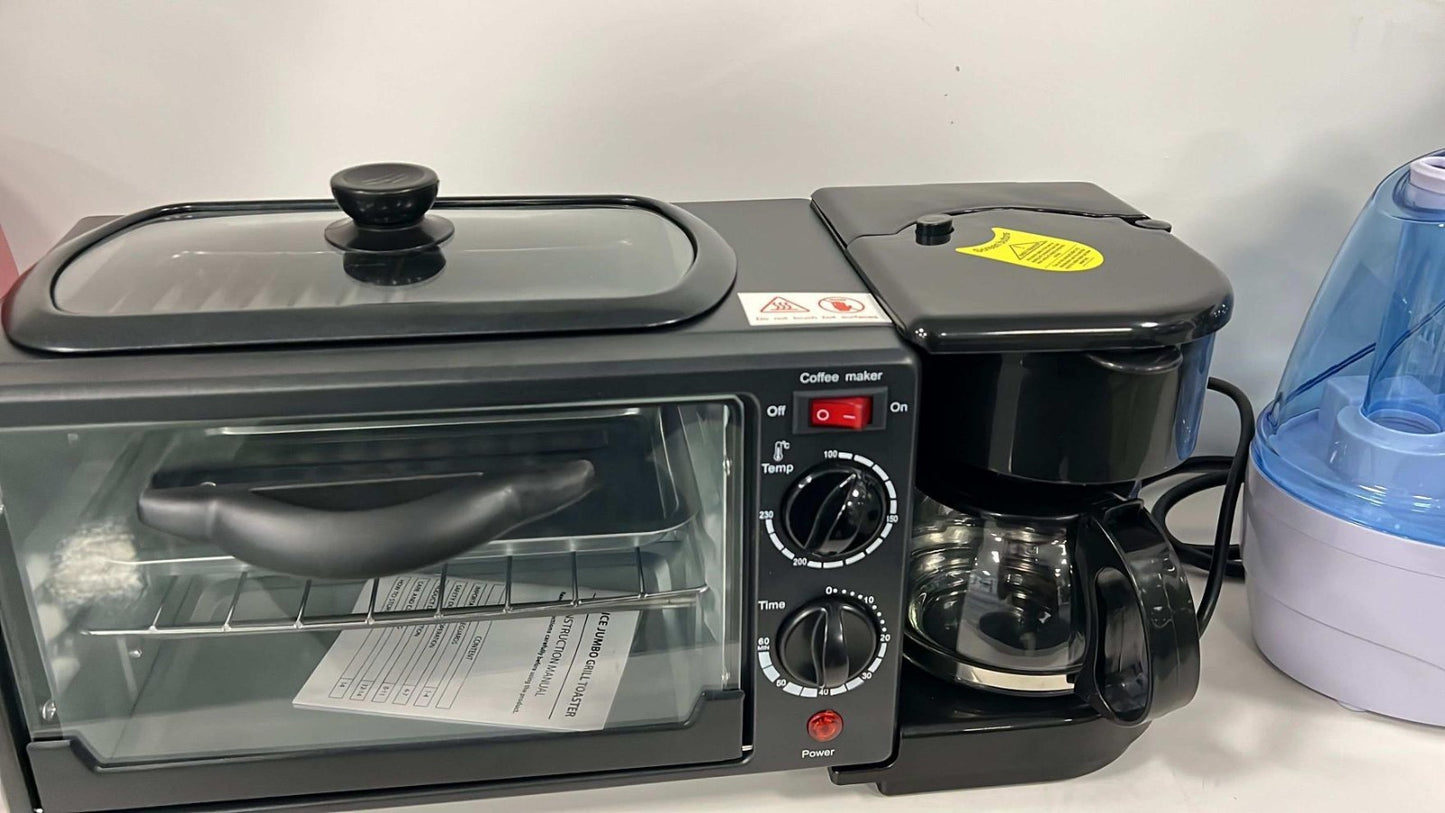 3 In 1 Breakfast Machine Bread Toaster Electric Mini Oven Coffee Maker Pizzaoven