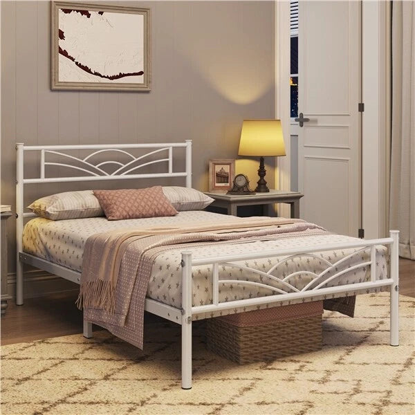 3ft Single Bed Frame Mattress Foundation Metal Iron Bed with Under-bed Storage