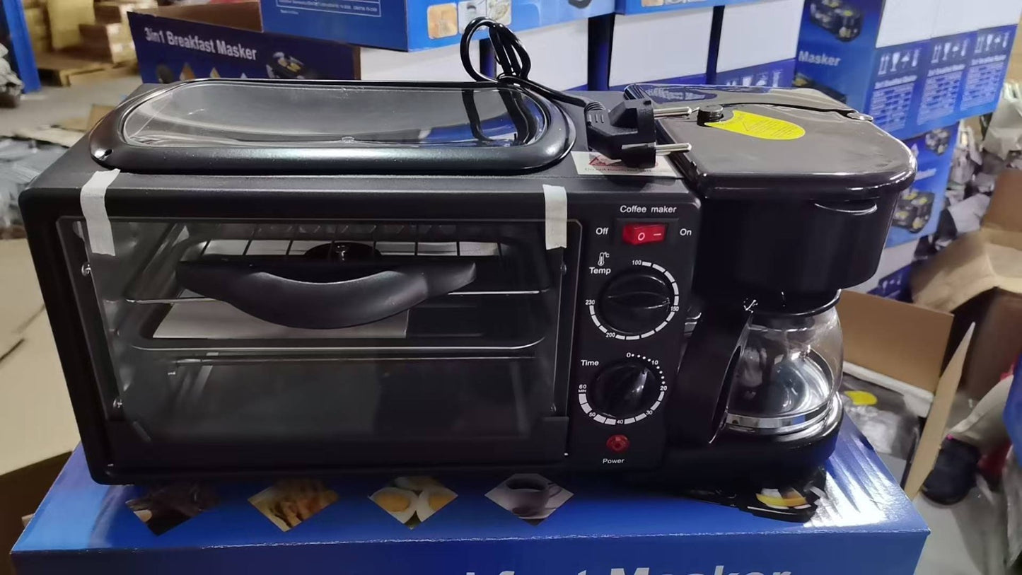 3 In 1 Breakfast Machine Bread Toaster Electric Mini Oven Coffee Maker Pizzaoven