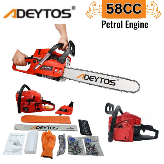58cc Heavy Duty Petrol Chainsaw 20" Bar 50 cm Cut 2-Stroke Easy-starting 2.2KW