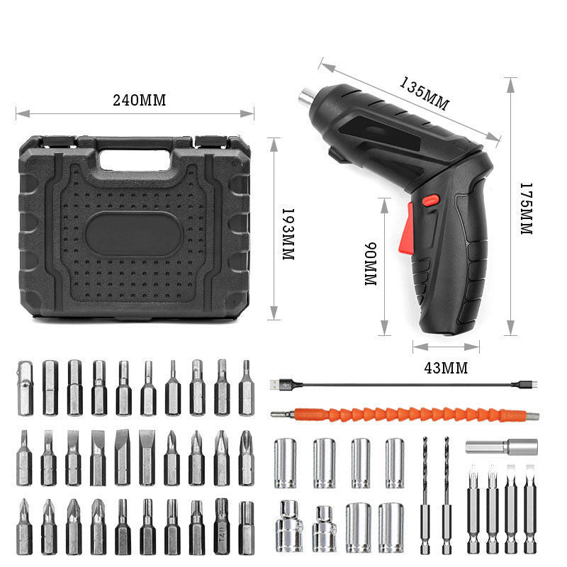 47PCS Electric Screwdriver Rechargeable Kit Cordless Drill Drill Driver Bits Set