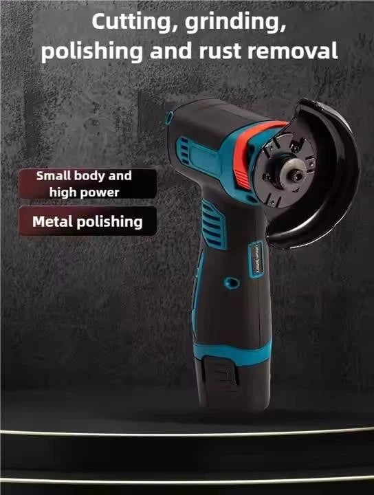 Mini cordless angle grinder polishing and cutting machine+2 battery charger 12V