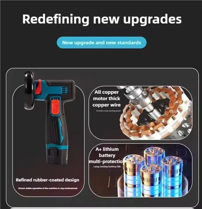 Mini cordless angle grinder polishing and cutting machine+2 battery charger 12V