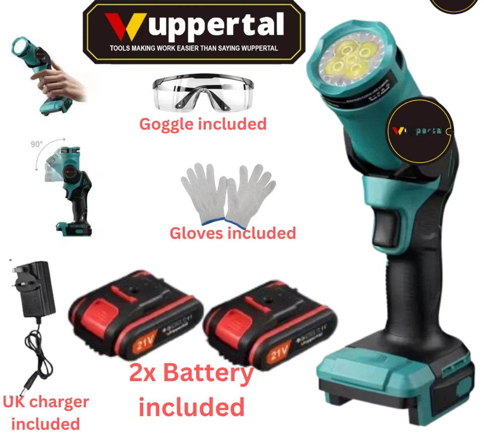 140° Rotating Handheld Torch Cordless LED Work Light for Dewalt 18V 20V Battery