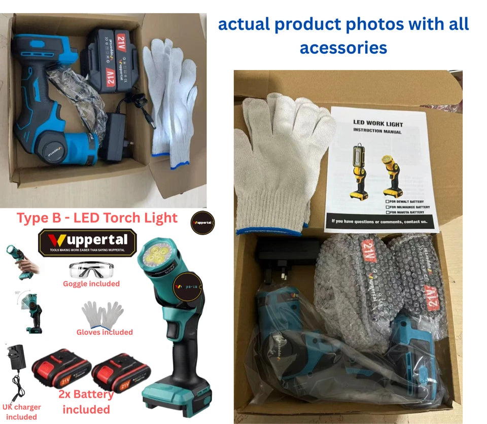 140° Rotating Handheld Torch Cordless LED Work Light for Dewalt 18V 20V Battery