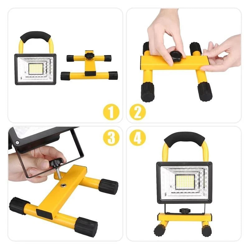 60W LED Rechargeable Cordless Work Site Flood Light Mobile Portable Camping Lamp