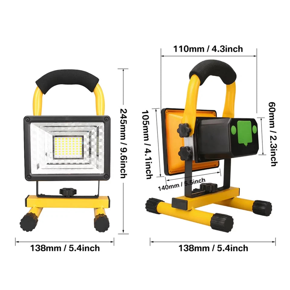 60W LED Rechargeable Cordless Work Site Flood Light Mobile Portable Camping Lamp