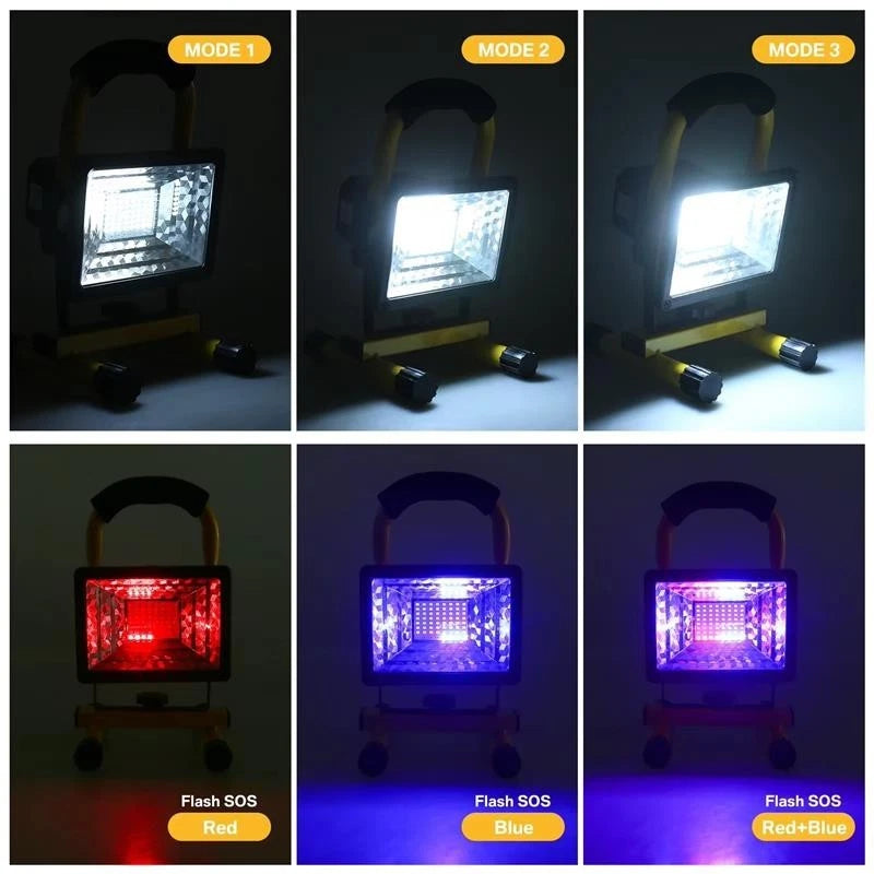 60W LED Rechargeable Cordless Work Site Flood Light Mobile Portable Camping Lamp