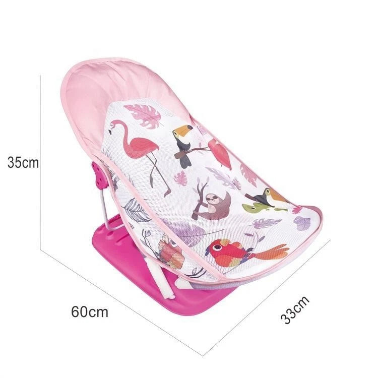 Baby Infant Bath Seat & Support Foldable Chair 3 Positions Bather Cradle Pink UK