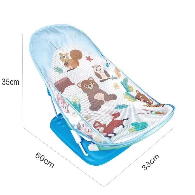 Baby Infant Bath Seat & Support Foldable Chair 3 Positions Bather Cradle Blue UK