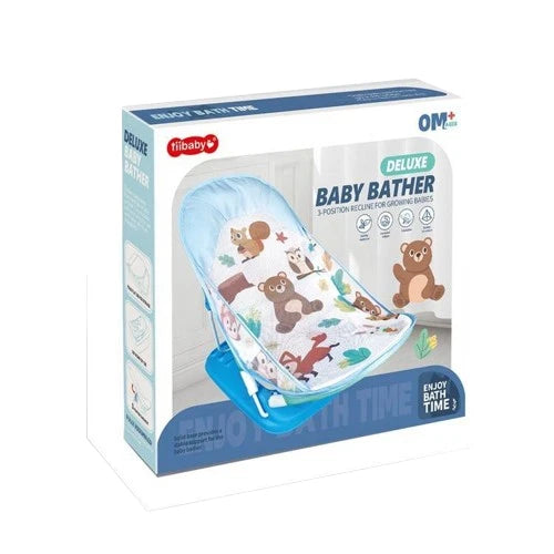 Baby Infant Bath Seat & Support Foldable Chair 3 Positions Bather Cradle Blue UK