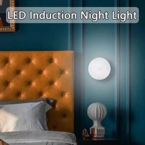 4xMotion Sensor Light USB Wireless PIR Battery WallCabinet Stair Night Lamp 8LED