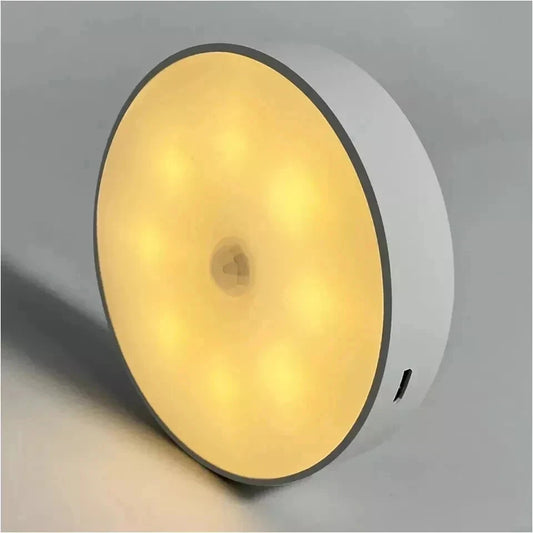 4xMotion Sensor Light USB Wireless PIR Battery WallCabinet Stair Night Lamp 8LED
