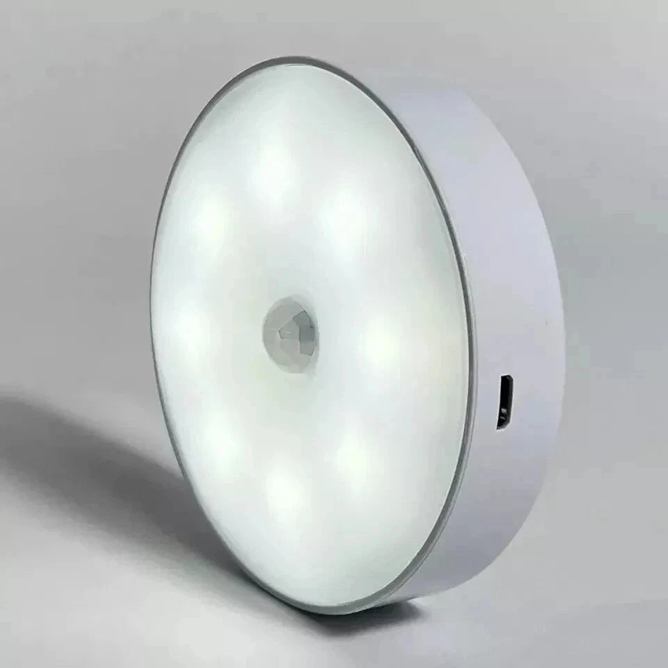 4xMotion Sensor Light USB Wireless PIR Battery WallCabinet Stair Night Lamp 8LED