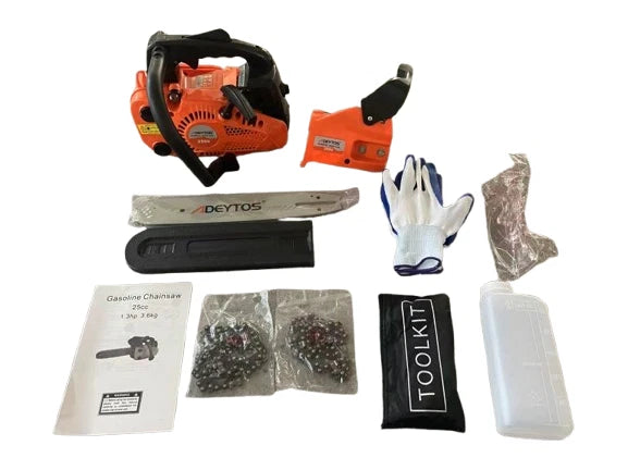 Top Handle Petrol Chainsaw 25cc 2 Stroke 12" Bar and 2 Chains Limbing Logs