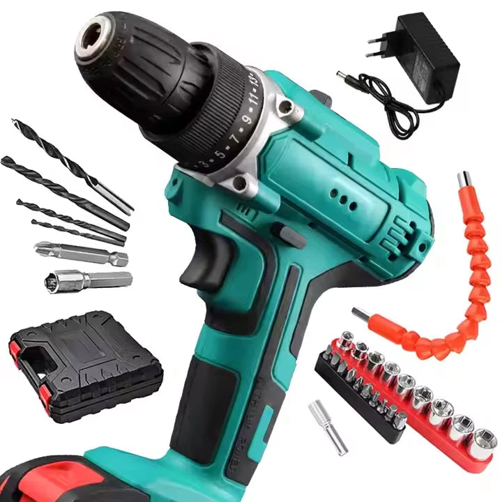2 Battery Cordless Drill 21V Electric Screwdriver Set Combi Driver High Power UK