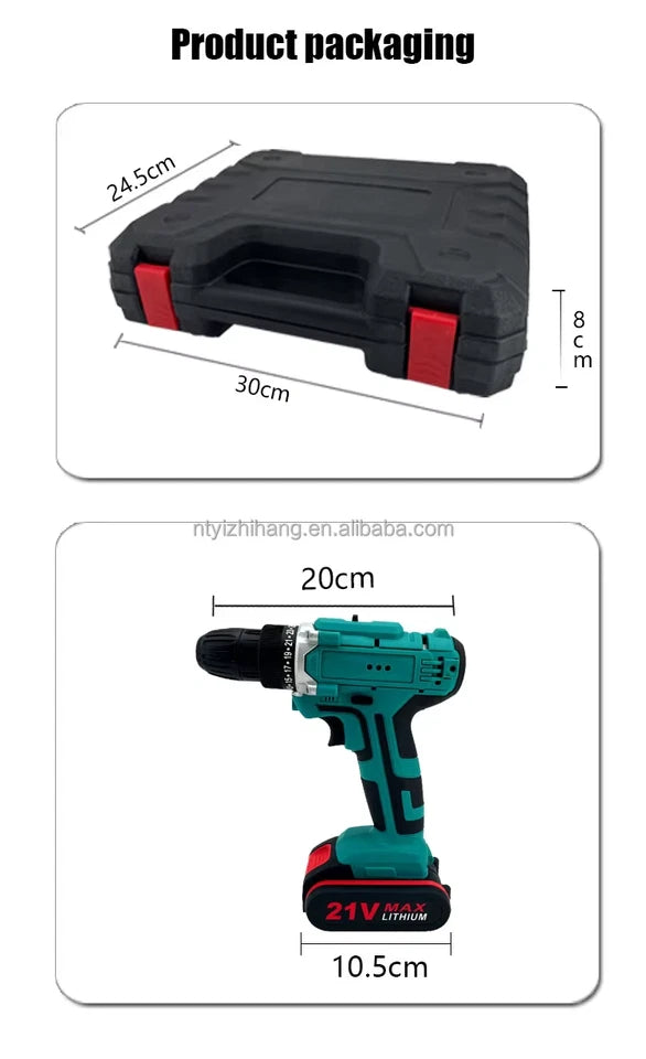 2 Battery Cordless Drill 21V Electric Screwdriver Set Combi Driver High Power UK