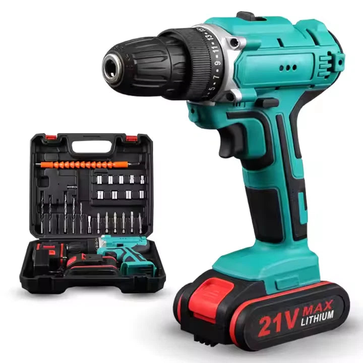 2 Battery Cordless Drill 21V Electric Screwdriver Set Combi Driver High Power UK
