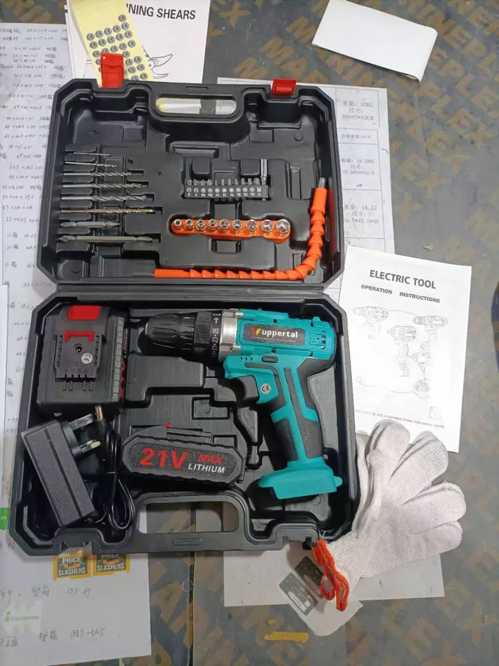 2 Battery Cordless Drill 21V Electric Screwdriver Set Combi Driver High Power UK